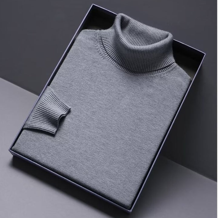 Herren-Wollpullover mit Rollkragen, schlicht und warm