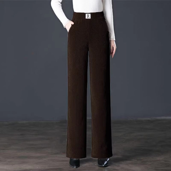 Gefütterte Cord-Weithose für Damen, warm und gerade