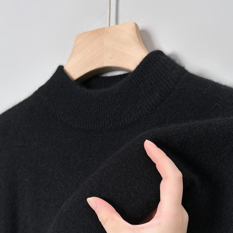 Herren-Strickpullover mit Stehkragen, einfarbig