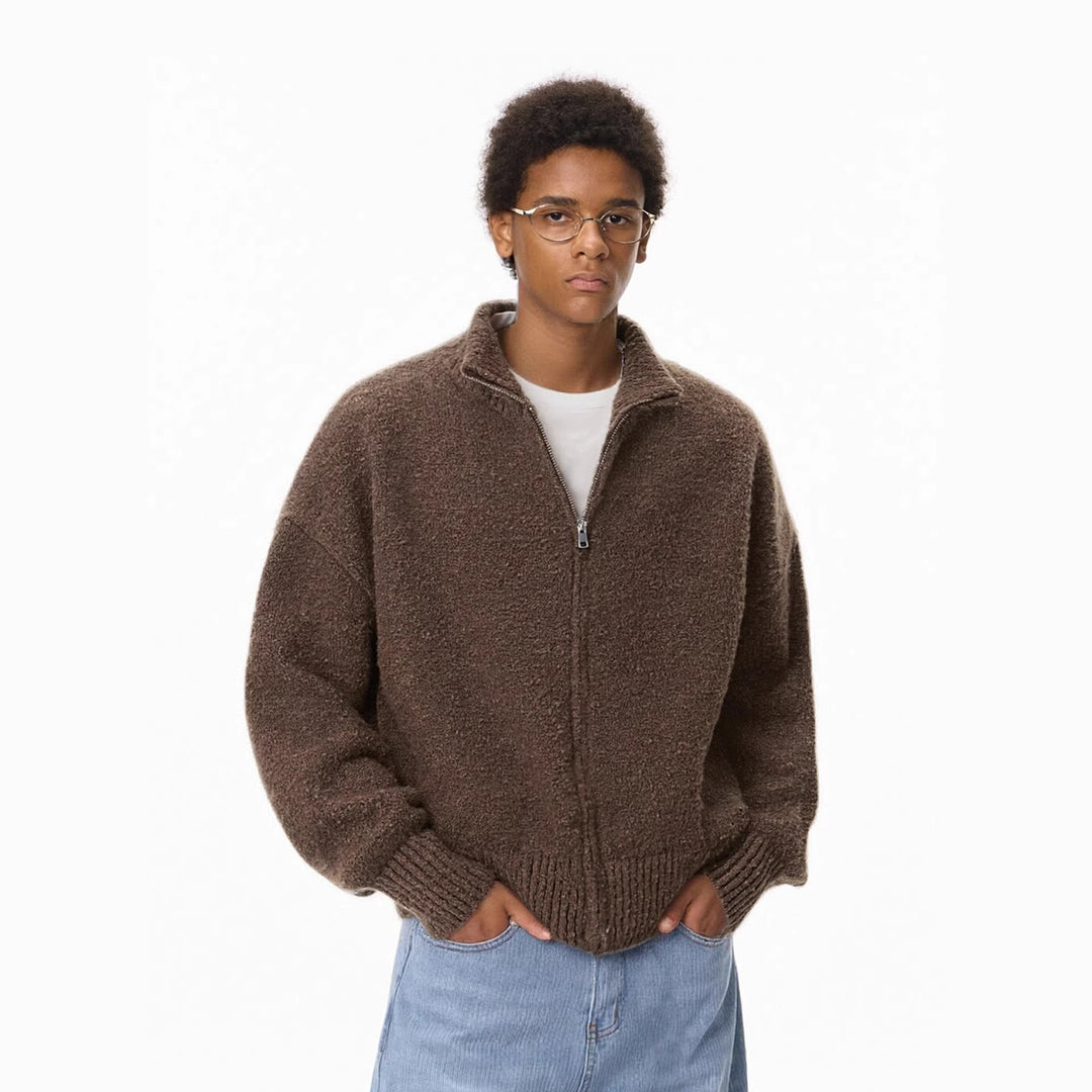 Herren-Strickjacke mit Stehkragen