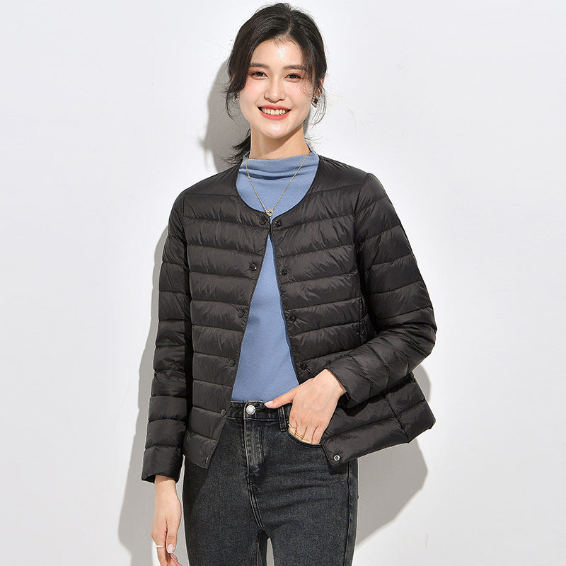 Leichte Damen-Daunenjacke, kurz, als Unterziehjacke