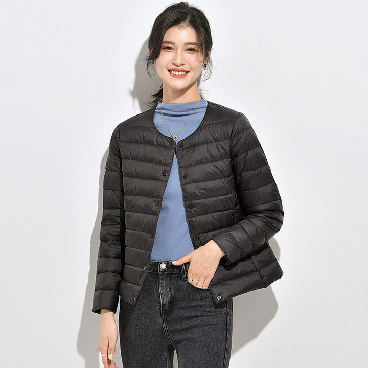 Leichte Damen-Daunenjacke, kurz, als Unterziehjacke