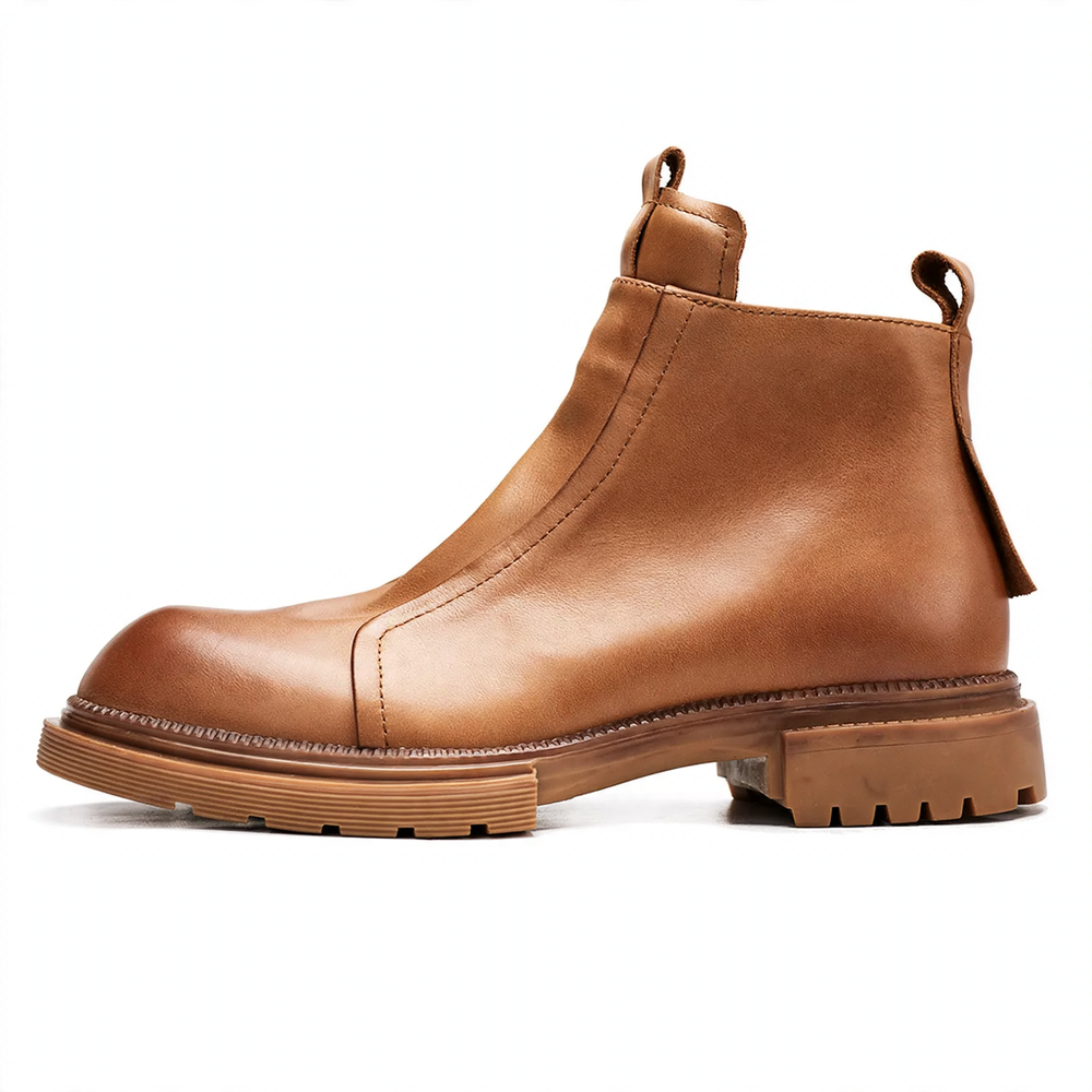 Herren-Chelsea-Stiefel mit Plateau, Echtleder