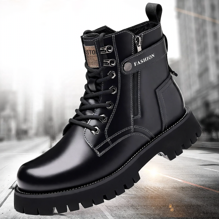 Herren-Stiefel aus Leder, gefüttert, mit Plateau