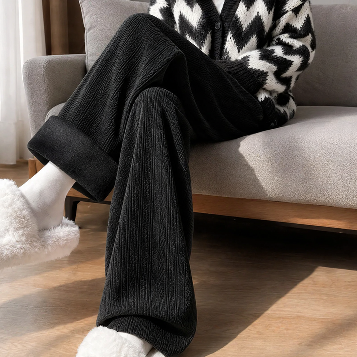 Damen-Cordhose, gerade geschnitten, hohe Taille, Freizeit