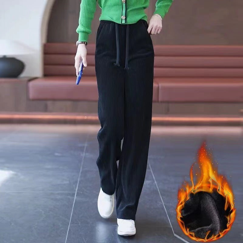 Damen-Freizeithose, Cord, schmaler Schnitt, gefüttert