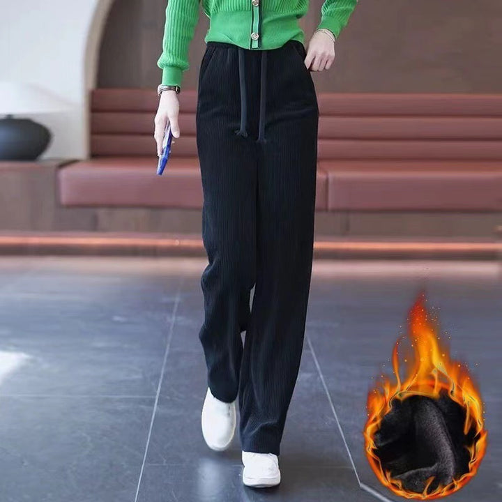 Damen-Freizeithose, Cord, schmaler Schnitt, gefüttert