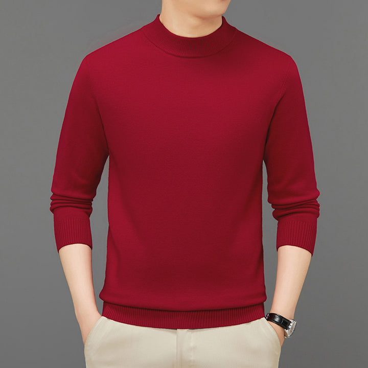 Herren-Strickpullover, Stehkragen, atmungsaktiv