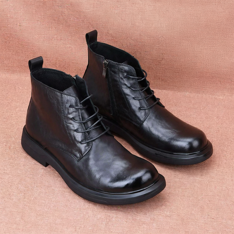 Herren-Lederstiefel, gefüttert, rutschfest