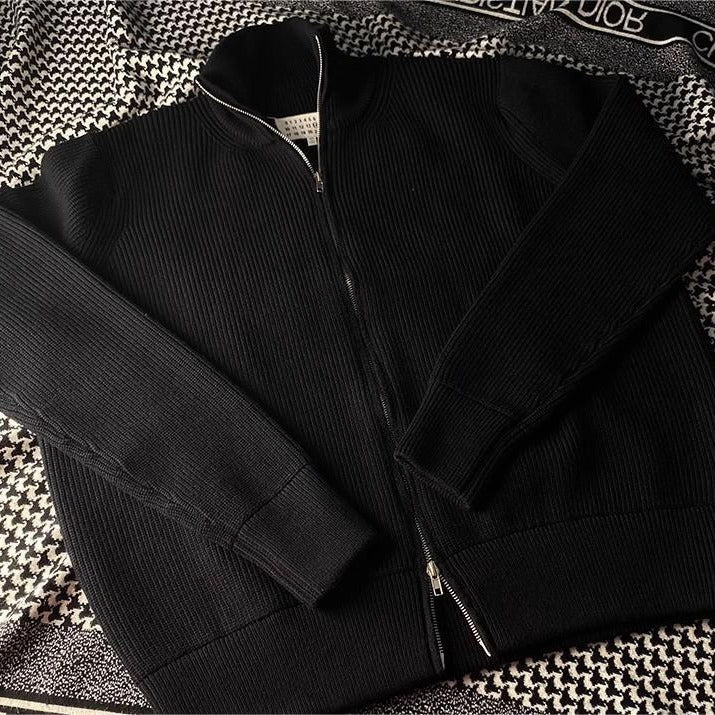 Lockerer Damen-Strickpullover mit Reißverschluss und Stehkragen
