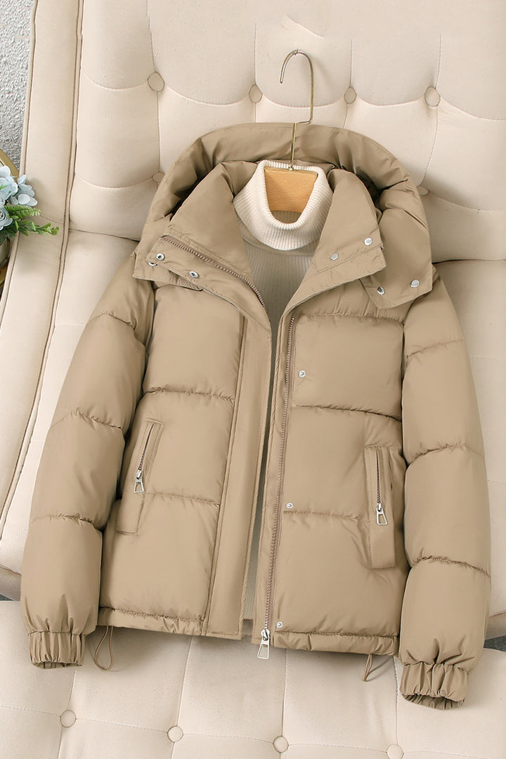Damen-Steppjacke, kurz, mit Kapuze, große Größen