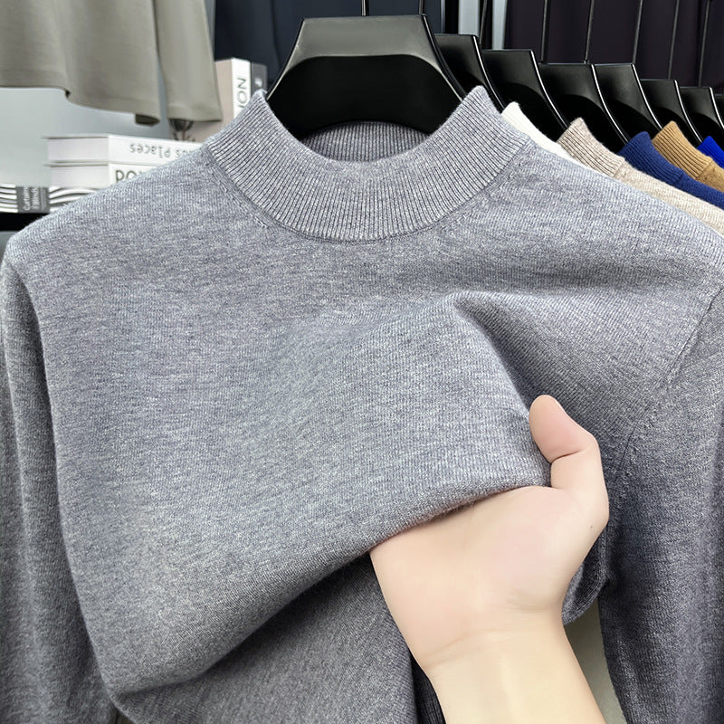 Herren-Wollpullover mit Stehkragen, schlicht und warm