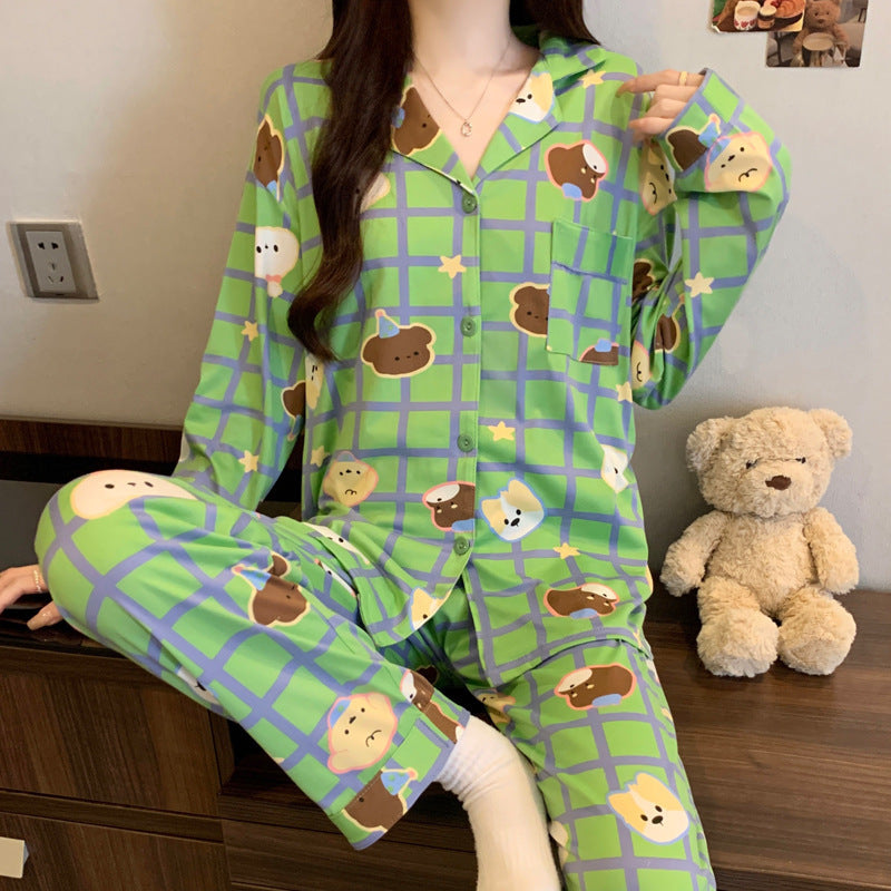 Damen-Pyjama-Set, langärmelig, mit Weihnachtsdruck