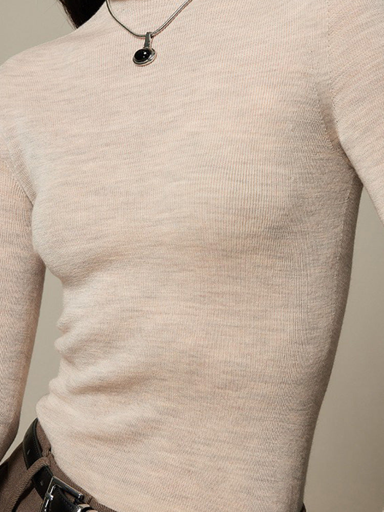Damen-Rollkragenpullover, 100% Wolle, nahtlos