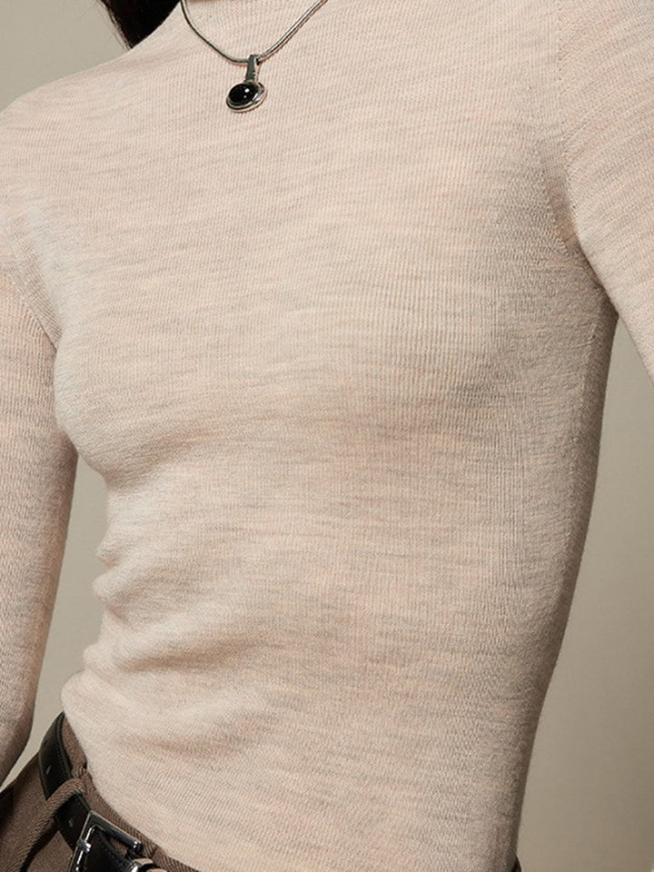 Damen-Rollkragenpullover, 100% Wolle, nahtlos