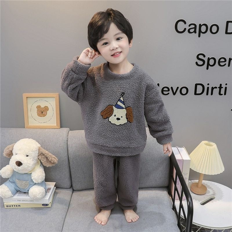 Warme Jungen-Hausanzug-Sets aus weichem Fleece