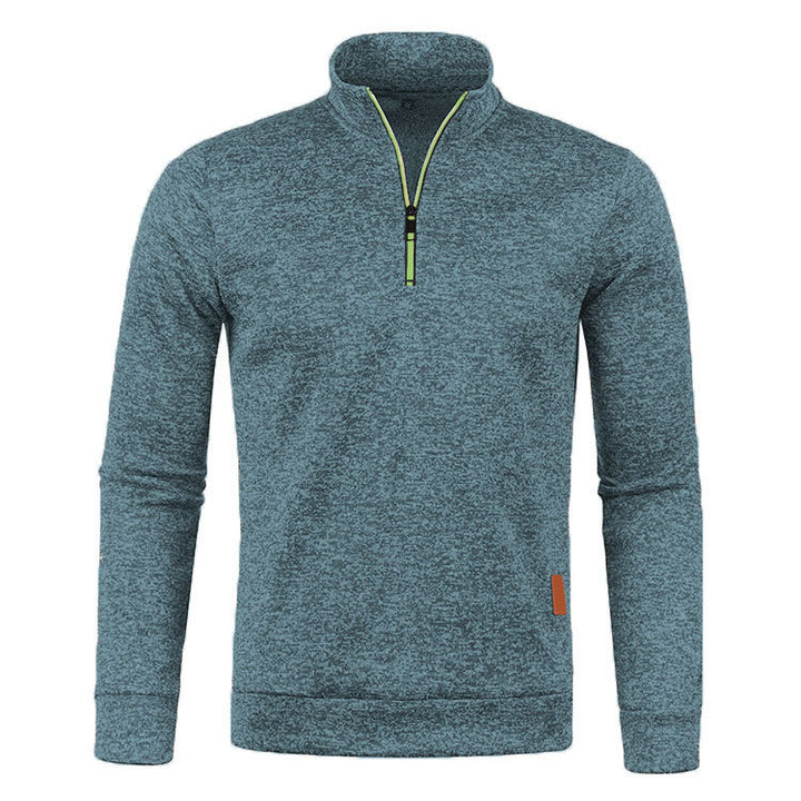 Herren-Strickpullover mit Stehkragen und Reißverschluss