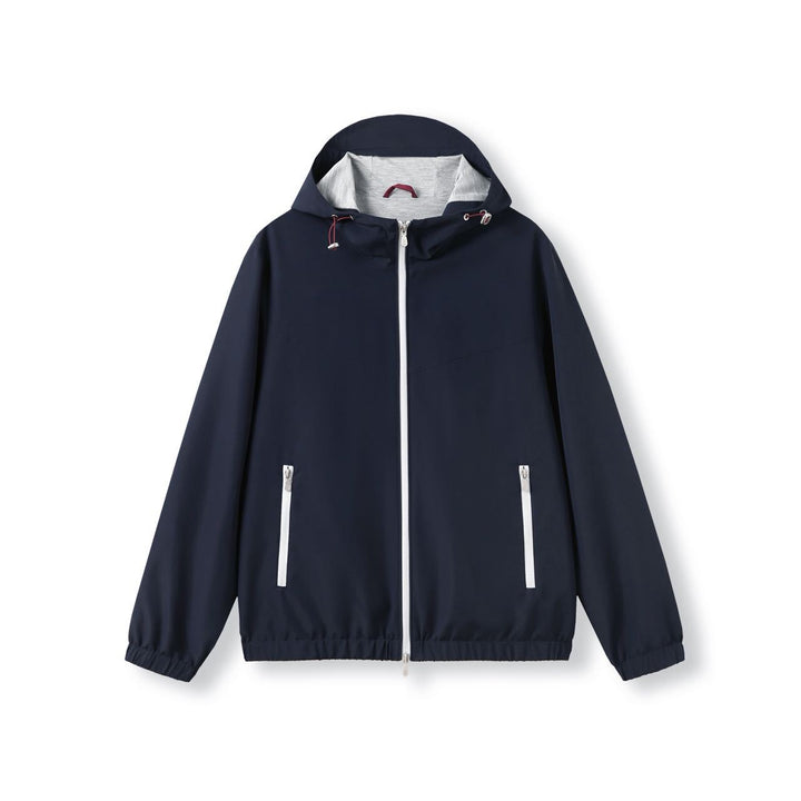Elegante Herren-Kapuzenjacke, Wolle und Seide
