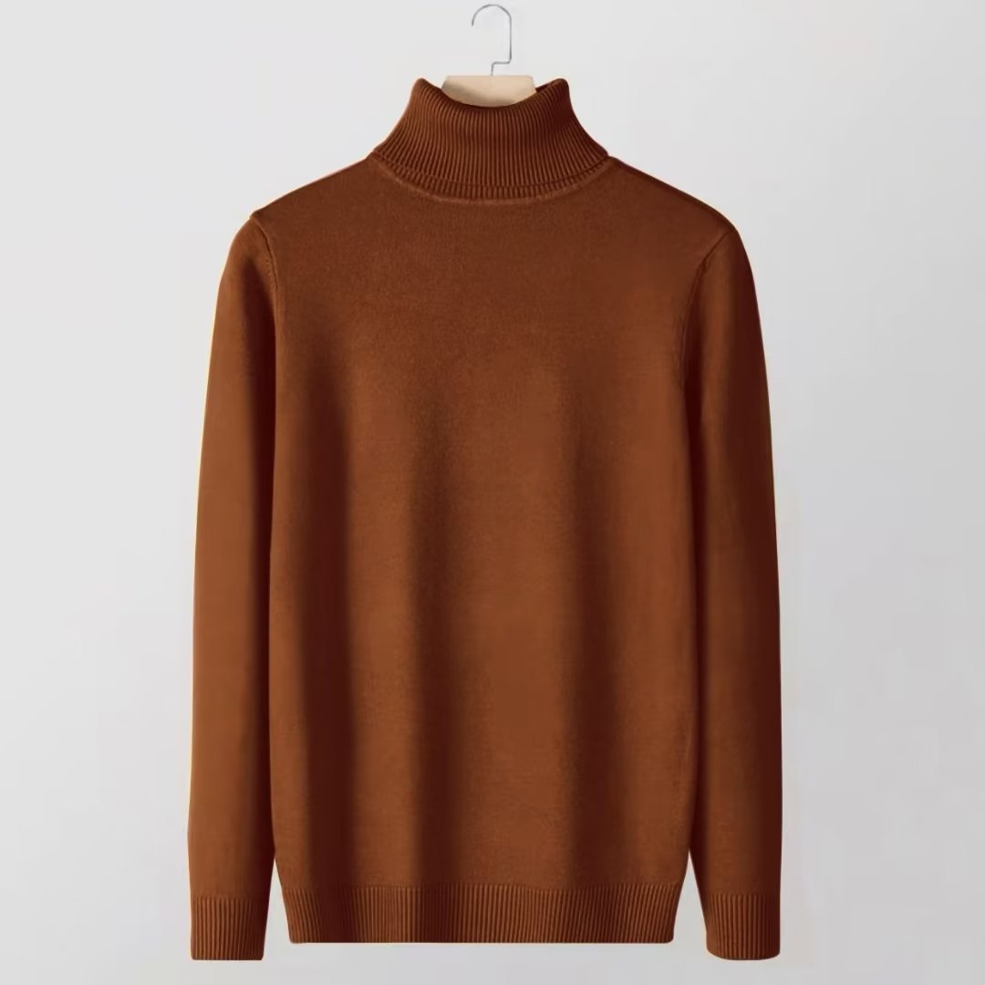 Herren-Strickpullover mit hohem Kragen, körpernah