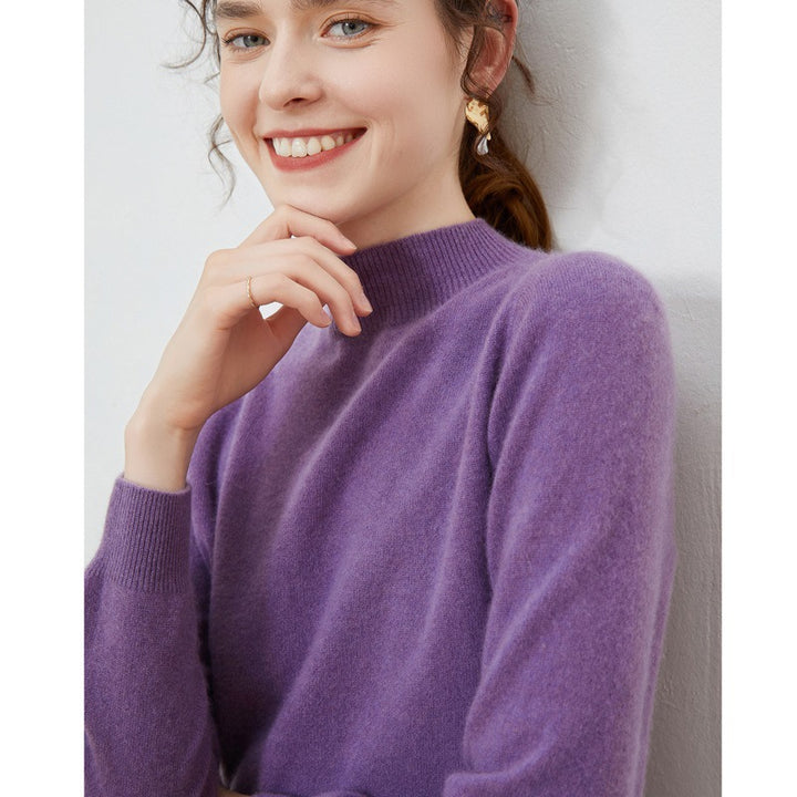 Damen-Wollpullover, Stehkragen, Rippstrick, locker geschnitten