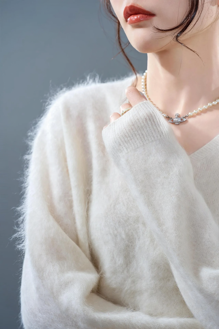 Damen-Kaschmirpullover, aufgeraut