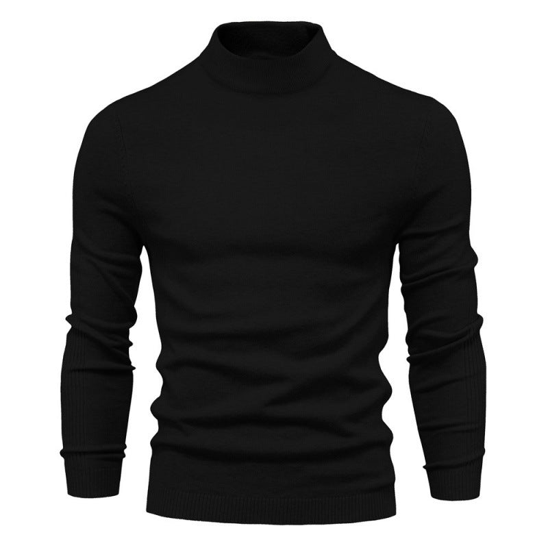 Herren-Rollkragenpullover, gestrickt, einfarbig