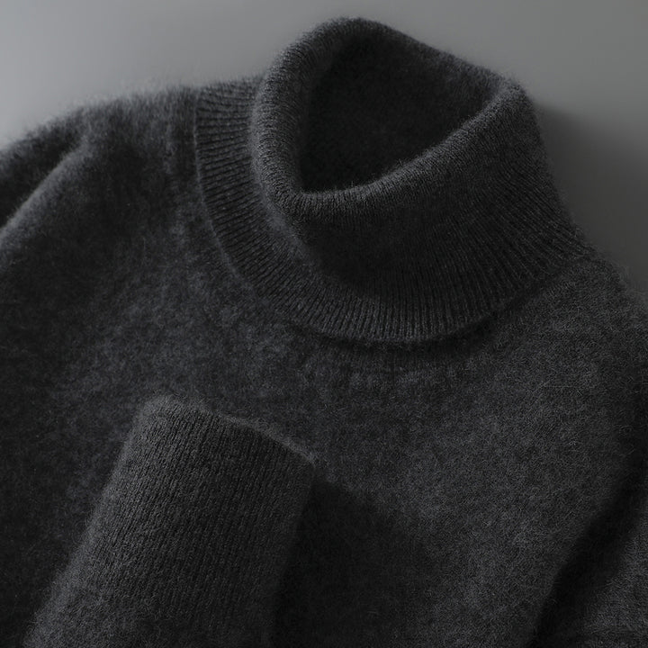Herren-Wollpullover, 100% Wolle, Stehkragen, Business-Stil