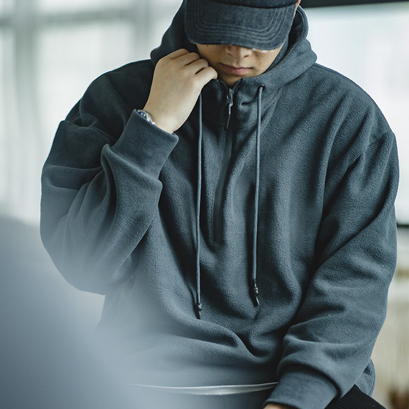 Retro-Sweatshirt mit Reißverschluss und Fleece-Futter