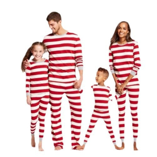 Familien-Schlafanzug-Set, gestreift, weihnachtlich