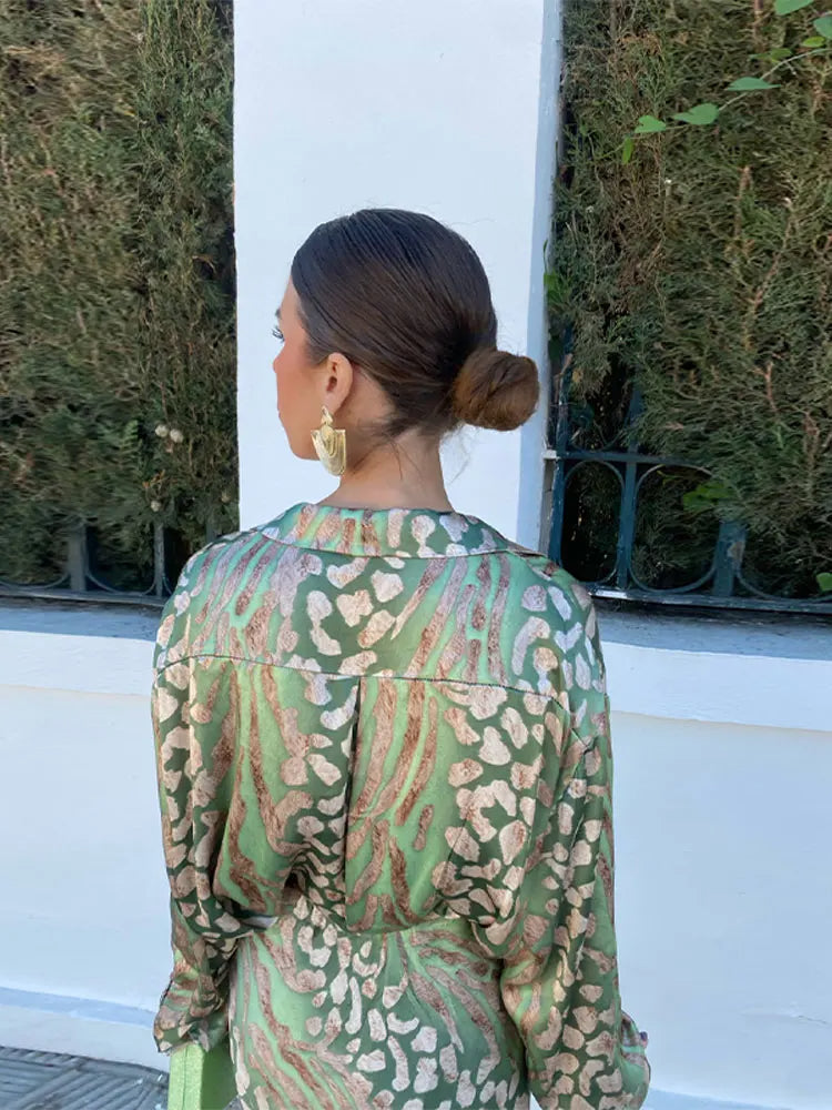 Drune | Kleid Set - Damen - Eleganter Sommerstil mit Luxuriösem Muster - Lange Ärmel