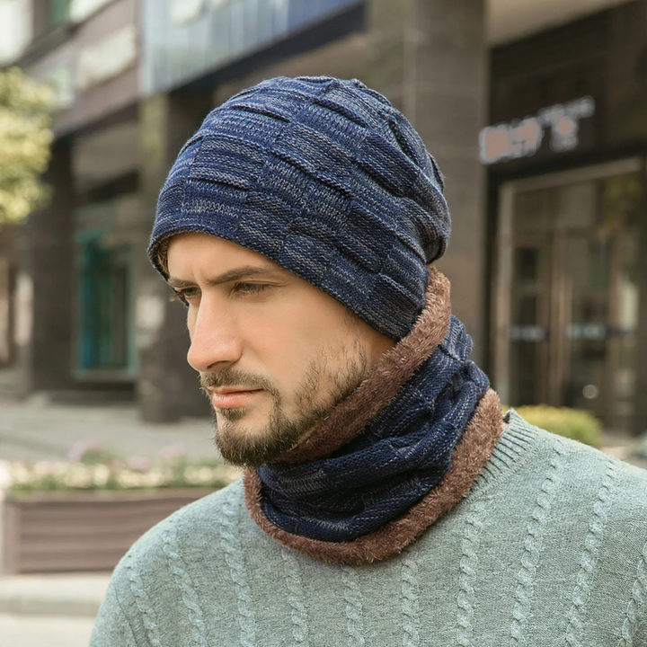 Winter-Strickmütze und Schal Set, gefüttert, 9507
