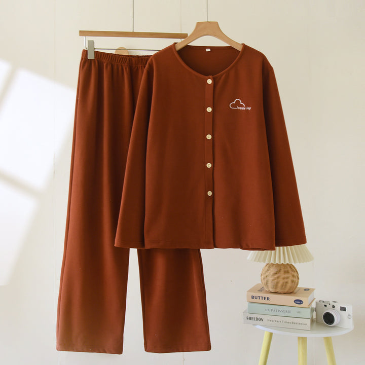 Damen-Hausanzug-Set, Flanell, gefüttert, locker