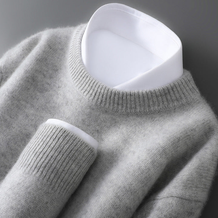 Herren-Wollpullover, halbhoher Kragen, gestrickt, locker