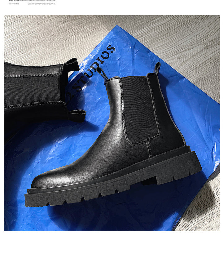 Herren-Chelsea-Stiefel aus Rindsleder, mittelhoher Schaft
