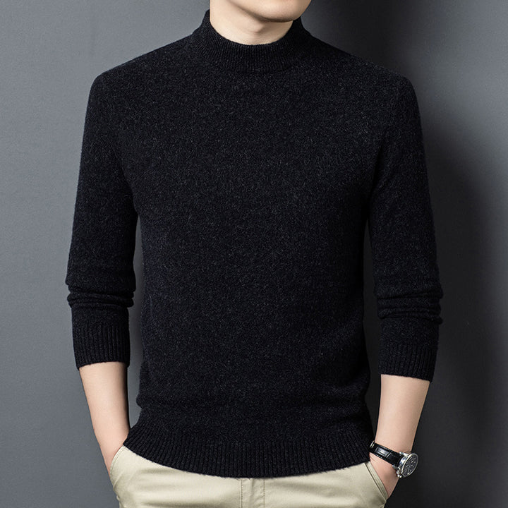 Herren-Pullover aus reiner Wolle mit Stehkragen