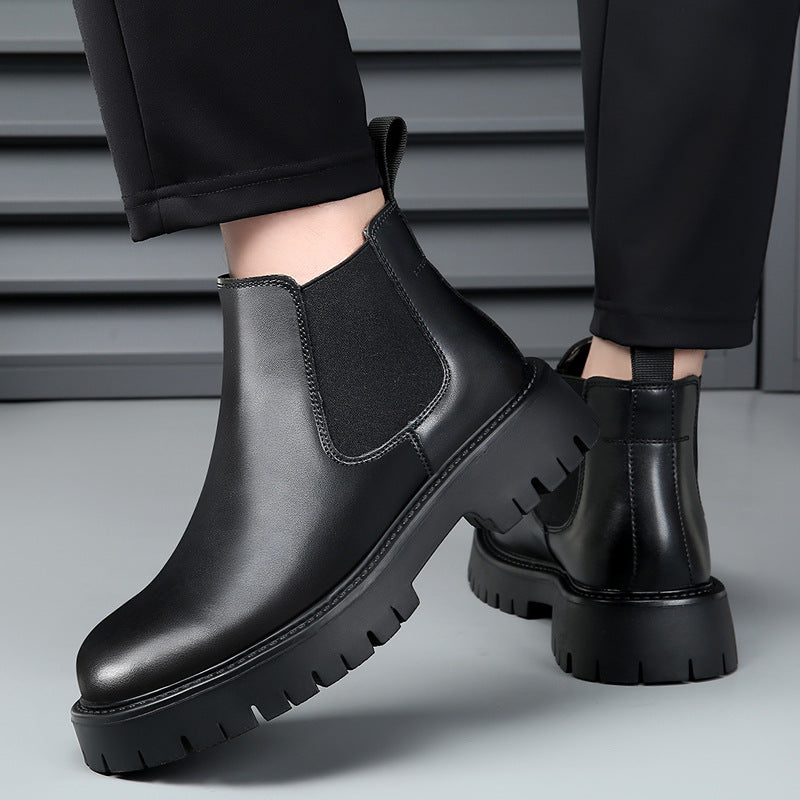Herren-Lederstiefel, gefüttert, rutschfest, Business-Stil