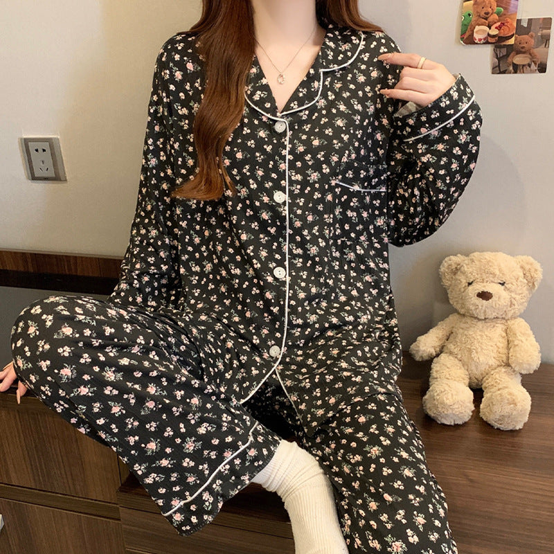 Damen-Pyjama-Set, Langarm, Geknöpft, Weihnachtsmotiv