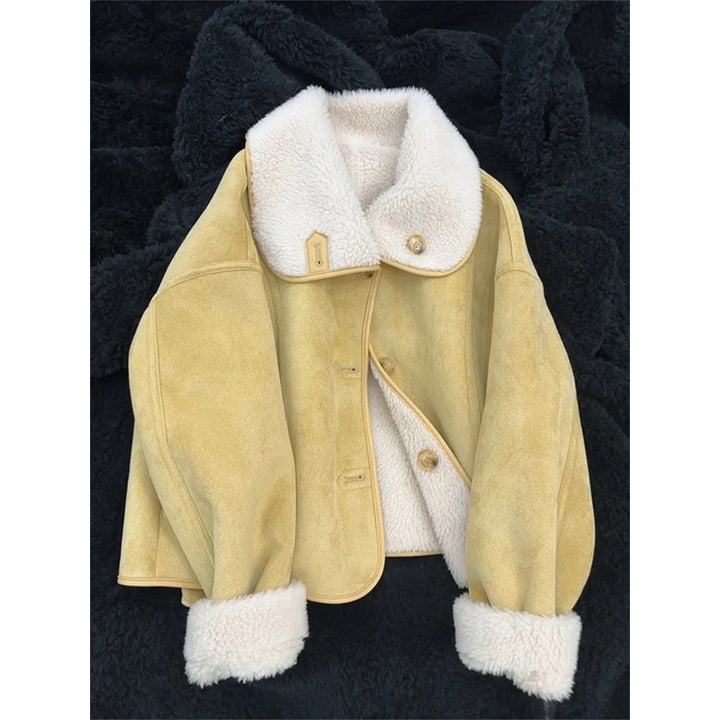 Wendejacke aus Wildlederimitat mit Lammfleece