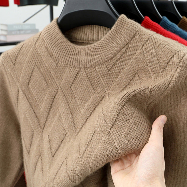 Herren-Wollpullover, Stehkragen, warm, große Größen