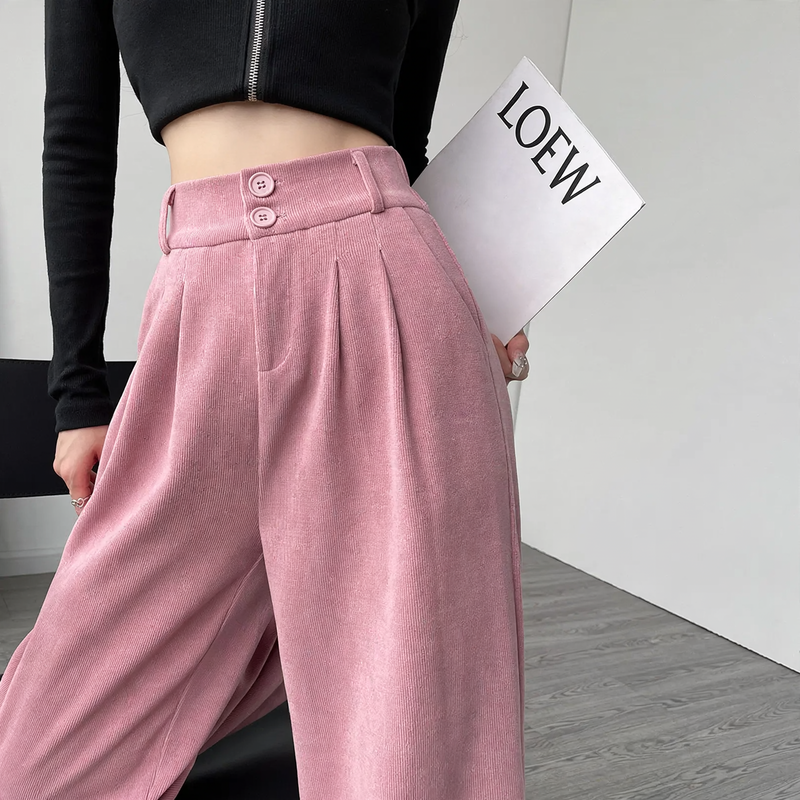 Damen-Cordhose, weit geschnitten, gefüttert