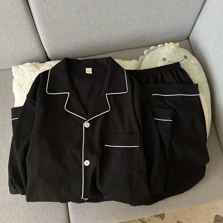 Herren-Pyjama aus weicher Baumwoll-Gaze, schlicht