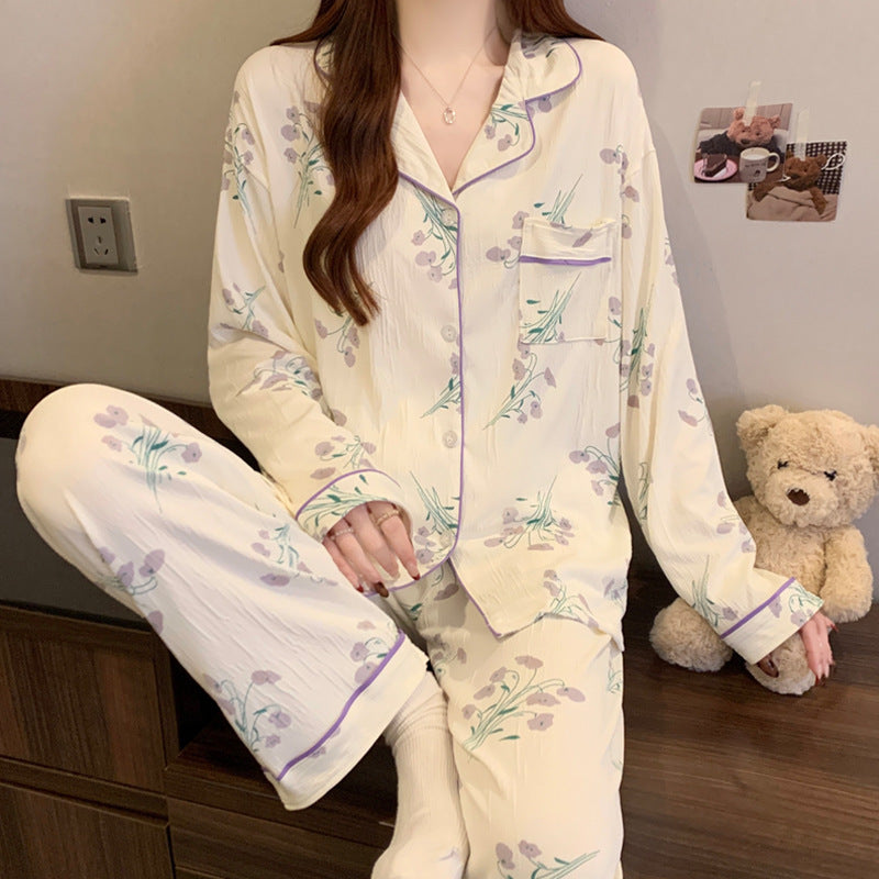 Damen-Pyjama-Set, Langarm, Geknöpft, Weihnachtsmotiv