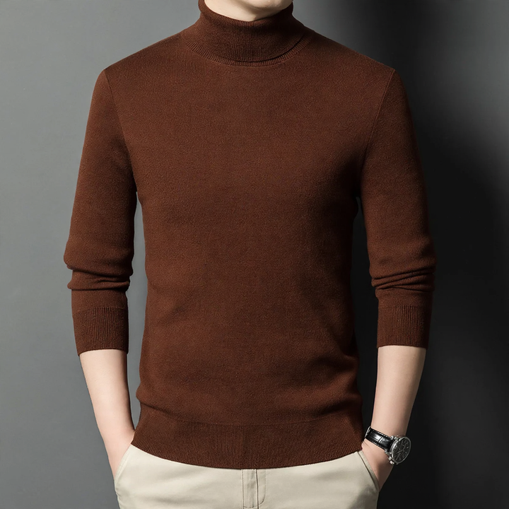Herren-Strickpullover aus Wolle, Stehkragen, warm