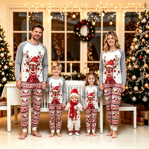 Weihnachts-Schlafanzug-Set mit 3D-Druck für Familien