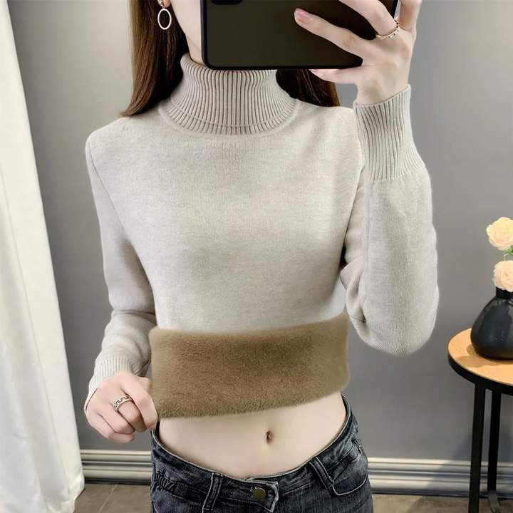 Gefütterter Damen-Strickpullover für den Winter