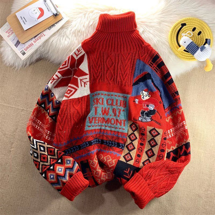 Gefütterter Strickpullover für Herren, weihnachtliches Design
