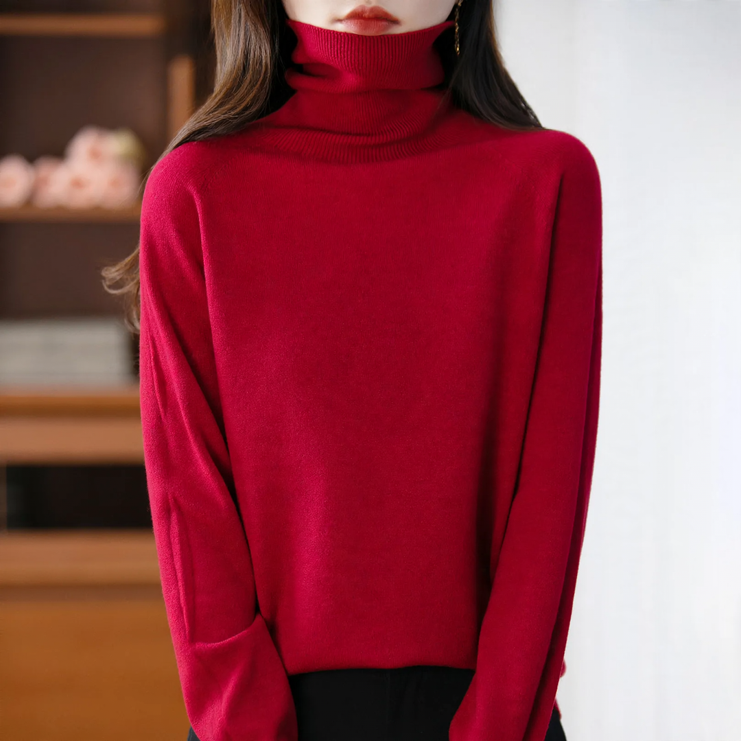 Damen-Strickpullover mit hohem Kragen, locker