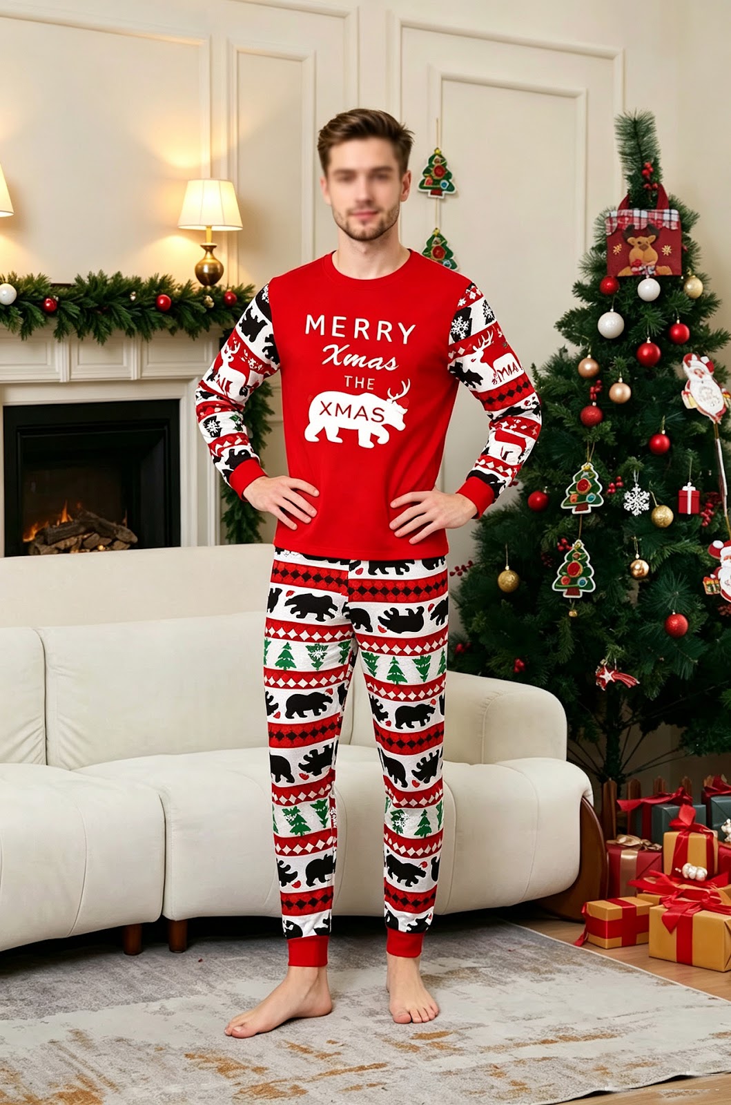 Weihnachts-Schlafanzug-Set für die ganze Familie