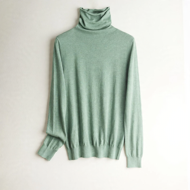 Damen-Strickpullover aus Seide, Stehkragen