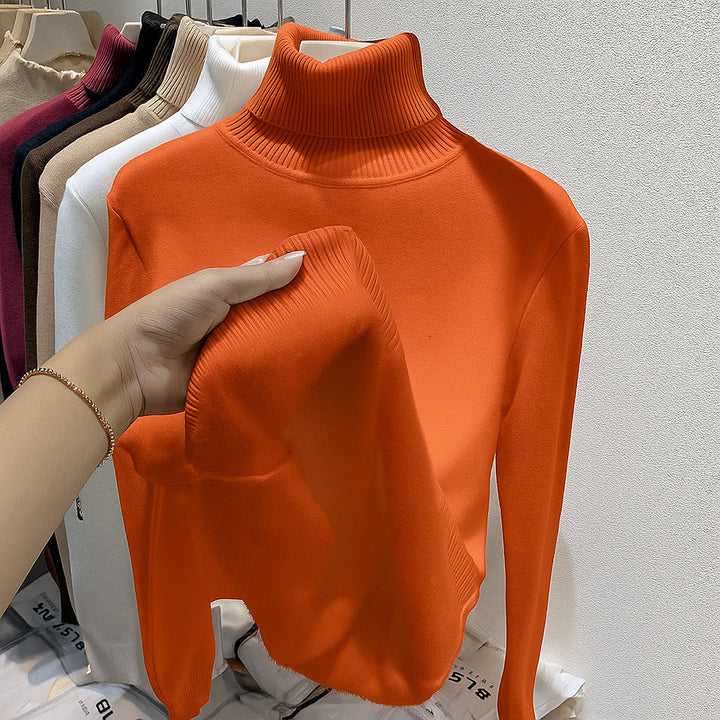 Damen-Strickpullover mit Rollkragen, körpernah